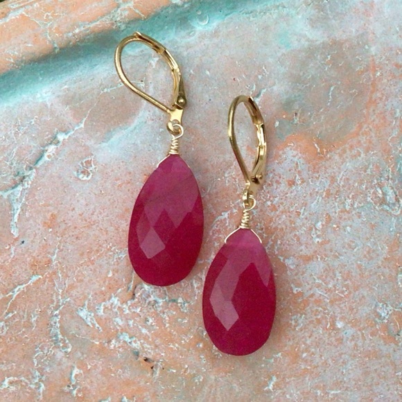 Ruby Gold Filled leverback Sundance Charm Earrings - Picture 1 of 9